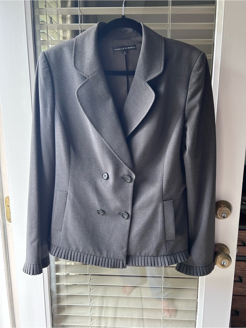 Isabella Demarco Gray Double-Breasted Jacket Fully Lined. Size 14
